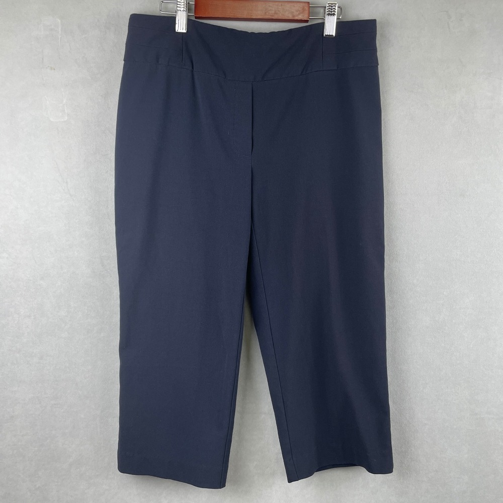 Briggs New York Petite Navy Blue Pull On Work Capri Pants Hip 8P Cropped Trouser